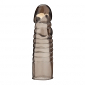 Дымчатая насадка-удлинитель Ribbed Realistic Penis Enhancing Sleeve Extension - 15,2 см. - BlueLine - в Воронеже купить с доставкой