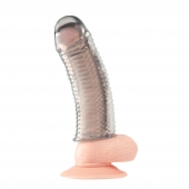 Текстурированная насадка на пенис Clear Textured Penis Enhancing Sleeve Extension - 16,5 см. - BlueLine - в Воронеже купить с доставкой