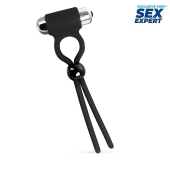 Черное эрекционное кольцо-лассо с вибрацией - Sex Expert - в Воронеже купить с доставкой