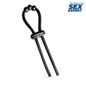 Черное эрекционное кольцо со стимулирующими бусинами - Sex Expert - в Воронеже купить с доставкой