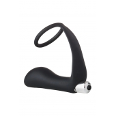 Черное эрекционное кольцо с вибропробкой Vibrating Anal Plug With Cockring - Dream Toys - в Воронеже купить с доставкой