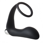Черное эрекционное кольцо с вибропробкой Vibrating Anal Plug With Cockring - Dream Toys - в Воронеже купить с доставкой
