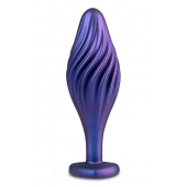 Фиолетовая анальная пробка с кристаллом-сердцем Matrix Swirling Bling Plug - 11,4 см. - Blush Novelties