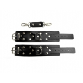 Черные кожаные наручники Sex Game - БДСМ Арсенал - купить с доставкой в Воронеже