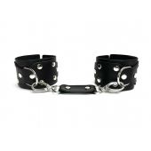 Черные кожаные наручники Sex Game - БДСМ Арсенал - купить с доставкой в Воронеже