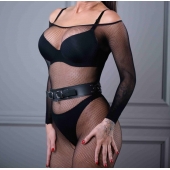 Черный кожаный пояс Sex Game - БДСМ Арсенал - купить с доставкой в Воронеже