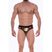 Черные мужские трусы-джоки с блестящим принтом - Don Moris купить с доставкой