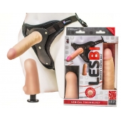 Телесный страпон Harness LESBI с вагинальной пробкой - 16,5 см. - LOVETOY (А-Полимер) - купить с доставкой в Воронеже