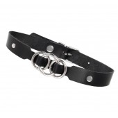 Черный кожаный ошейник со связанными кольцами - Pecado - купить с доставкой в Воронеже