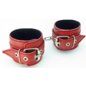 Красные кожаные наручники - БДСМ Арсенал - купить с доставкой в Воронеже