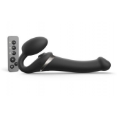 Черный безремневой страпон Multi Orgasm Size M с клиторальной стимуляцией - Strap-on-me - купить с доставкой в Воронеже