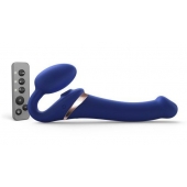 Синий безремневой страпон Multi Orgasm Size M с клиторальной стимуляцией - Strap-on-me - купить с доставкой в Воронеже