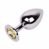 Большой стальной плаг с желтым кристаллом Sweet Lemon - 9,5 см. - Erotic Fantasy - купить с доставкой в Воронеже