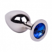 Большой стальной плаг с синим кристаллом Blue Space - 9,5 см. - Erotic Fantasy - купить с доставкой в Воронеже