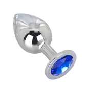 Большой стальной плаг с синим кристаллом Blue Space - 9,5 см. - Erotic Fantasy - купить с доставкой в Воронеже