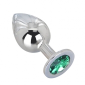 Большой стальной плаг с зеленым кристаллом Green Lime - 9,5 см. - Erotic Fantasy - купить с доставкой в Воронеже