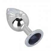Большой стальной плаг с черным кристаллом Black Rave - 9,5 см. - Erotic Fantasy - купить с доставкой в Воронеже