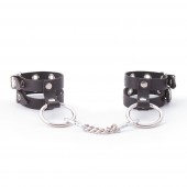 Черные однослойные наручники из натуральной кожи - Crazy Handmade - купить с доставкой в Воронеже