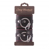 Черные однослойные кожаные наручники с контрастной строчкой - Crazy Handmade - купить с доставкой в Воронеже