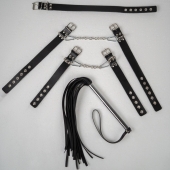 БДСМ-набор с плёткой в черном цвете - Crazy Handmade - купить с доставкой в Воронеже