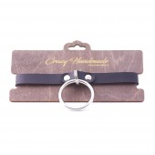 Черный кожаный чокер с большим кольцом - Crazy Handmade - купить с доставкой в Воронеже