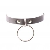 Черный кожаный чокер с большим кольцом - Crazy Handmade - купить с доставкой в Воронеже