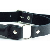 Черный кожаный кляп-трензель на кольцах - БДСМ Арсенал - купить с доставкой в Воронеже