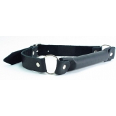 Черный кожаный кляп-трензель на кольцах - БДСМ Арсенал - купить с доставкой в Воронеже