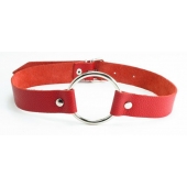 Красный кожаный кляп с кольцом - БДСМ Арсенал - купить с доставкой в Воронеже