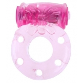 Розовое эрекционное кольцо с бабочкой на вибропуле - Baile - в Воронеже купить с доставкой