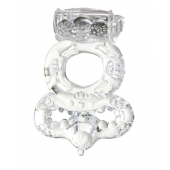 Прозрачное эрекционное кольцо с вибратором  и подхватом - Toyfa Basic - в Воронеже купить с доставкой