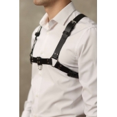 Черная мужская кожаная портупея №4 - БДСМ Арсенал - купить с доставкой в Воронеже