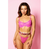 Эффектный розовый пояс из голографической эко-кожи - БДСМ Арсенал - купить с доставкой в Воронеже