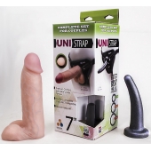 Страпон-унисекс с двумя насадками UNI strap 7  Harness - 19 и 16 см. - LOVETOY (А-Полимер) - купить с доставкой в Воронеже