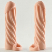 Телесная насадка-удлинитель Okoto со спиралевидным рельефом - 16 см. - Sitabella - в Воронеже купить с доставкой
