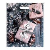 Новогодний пакет с принтом в виде подарков и вырубной ручкой (45х38 см) - Сима-Ленд - купить с доставкой в Воронеже