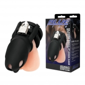 Черная клетка для пениса Silicone Small 2 in Cock Cage With Ball Divider - BlueLine - купить с доставкой в Воронеже