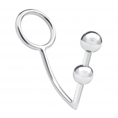 Кольцо на пенис с анальным стимулятором Two Bead Stainless Steel Anal Hook   Cock Ring - BlueLine - в Воронеже купить с доставкой