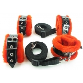 Набор на кровать с красным мехом BDSM Light - БДСМ Арсенал - купить с доставкой в Воронеже