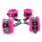 Набор фиксаторов краб с розовым мехом BDSM Light - БДСМ Арсенал - купить с доставкой в Воронеже