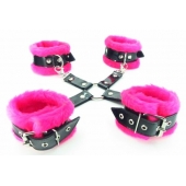 Набор фиксаторов краб с розовым мехом BDSM Light - БДСМ Арсенал - купить с доставкой в Воронеже