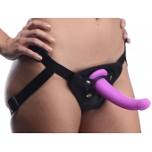 Лиловый поясной страпон Navigator Silicone G-Spot Dildo with Harness - 17,8 см. - XR Brands - купить с доставкой в Воронеже
