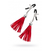 Зажимы на соски «Прищепки» с красными кисточками из замши - Pecado - купить с доставкой в Воронеже