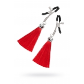 Зажимы на соски «Прищепки» с красными кисточками из шелка - Pecado - купить с доставкой в Воронеже
