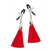 Зажимы на соски «Прищепки» с красными кисточками из шелка - Pecado - купить с доставкой в Воронеже