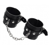 Черные однослойные наручники из натуральной кожи с цепочкой - Pecado - купить с доставкой в Воронеже
