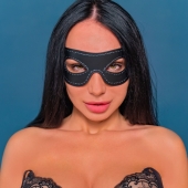 Черная двухслойная открытая кожаная маска заострённой формы - Crazy Handmade - купить с доставкой в Воронеже