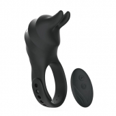 Черное эрекционное кольцо Usagi с ушками и пультом ДУ - BeYourLover - в Воронеже купить с доставкой