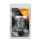 Прозрачная насадка с объёмными чёрточками STAY HARD COCK SLEEVE 06 CLEAR - Blush Novelties - в Воронеже купить с доставкой