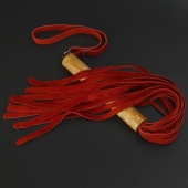 Красная велюровая плеть с деревянной рукоятью - 44 см. - Sitabella - купить с доставкой в Воронеже